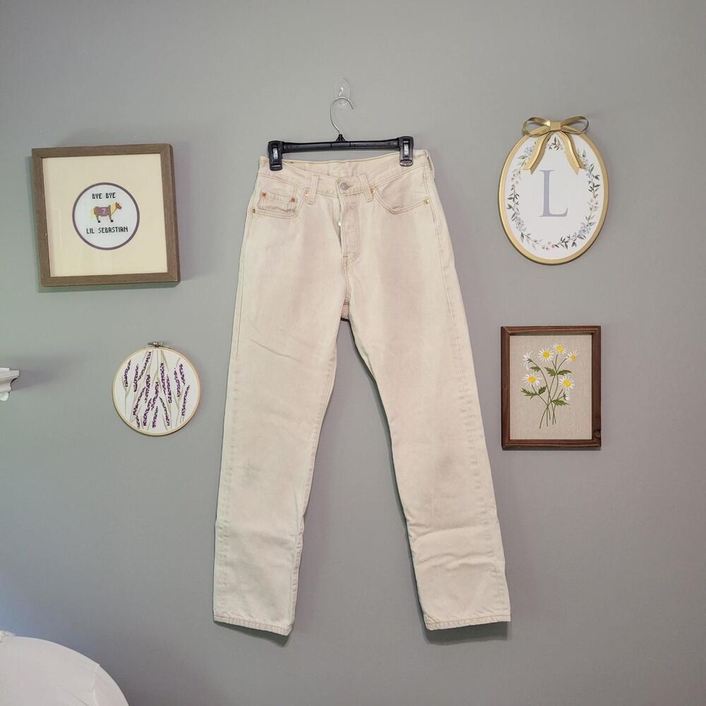 Levi's 501 Women's 28x30 Beige Heigh Waisted Jeans Denim Western Coastal Cowgirl